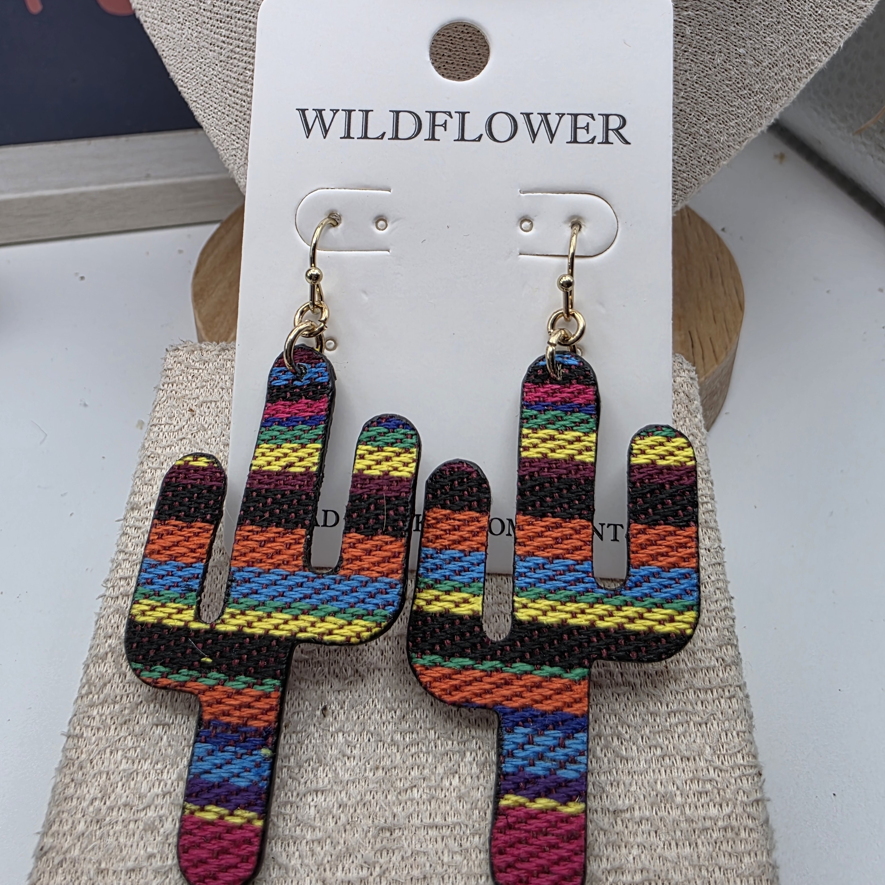 Wildflowers Vibrant Striped Cactus Earrings